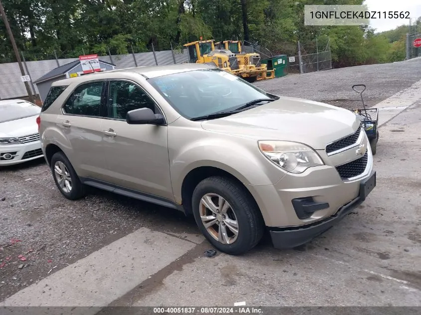 2013 Chevrolet Equinox Ls VIN: 1GNFLCEK4DZ115562 Lot: 40051837