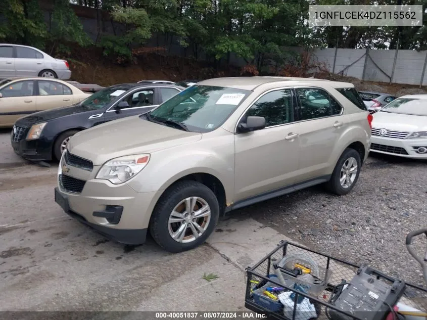 2013 Chevrolet Equinox Ls VIN: 1GNFLCEK4DZ115562 Lot: 40051837