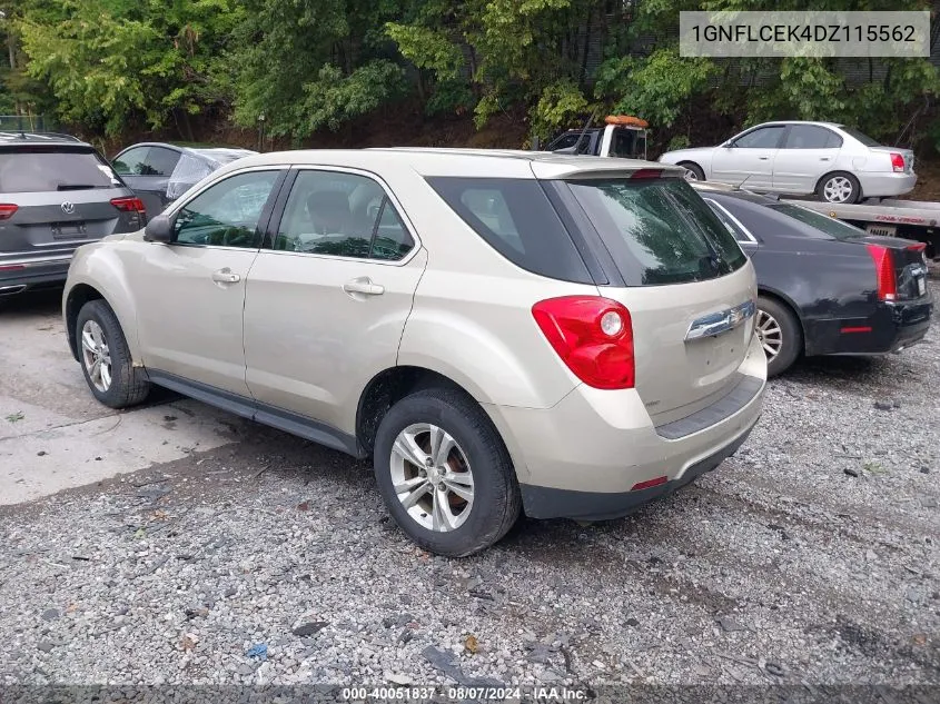 2013 Chevrolet Equinox Ls VIN: 1GNFLCEK4DZ115562 Lot: 40051837