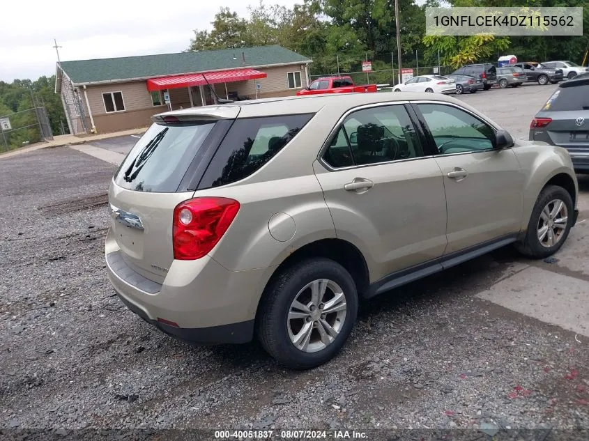 2013 Chevrolet Equinox Ls VIN: 1GNFLCEK4DZ115562 Lot: 40051837