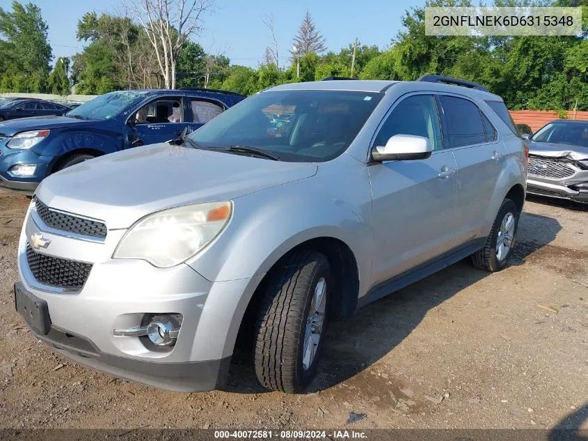 2013 Chevrolet Equinox Lt VIN: 2GNFLNEK6D6315348 Lot: 40072581