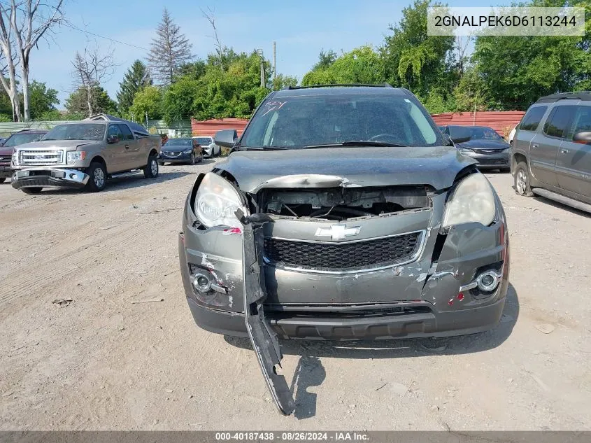 2013 Chevrolet Equinox 2Lt VIN: 2GNALPEK6D6113244 Lot: 40187438