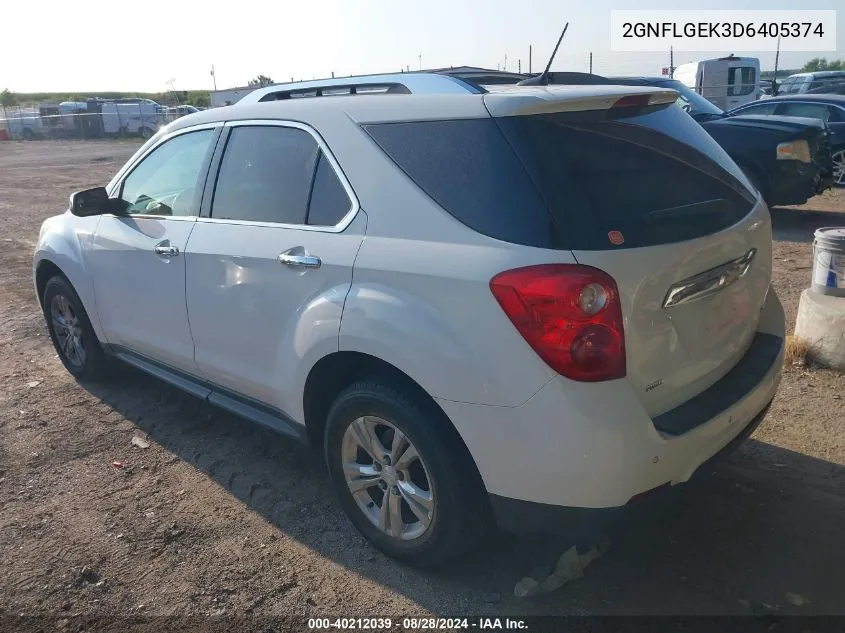 2013 Chevrolet Equinox Ltz VIN: 2GNFLGEK3D6405374 Lot: 40212039