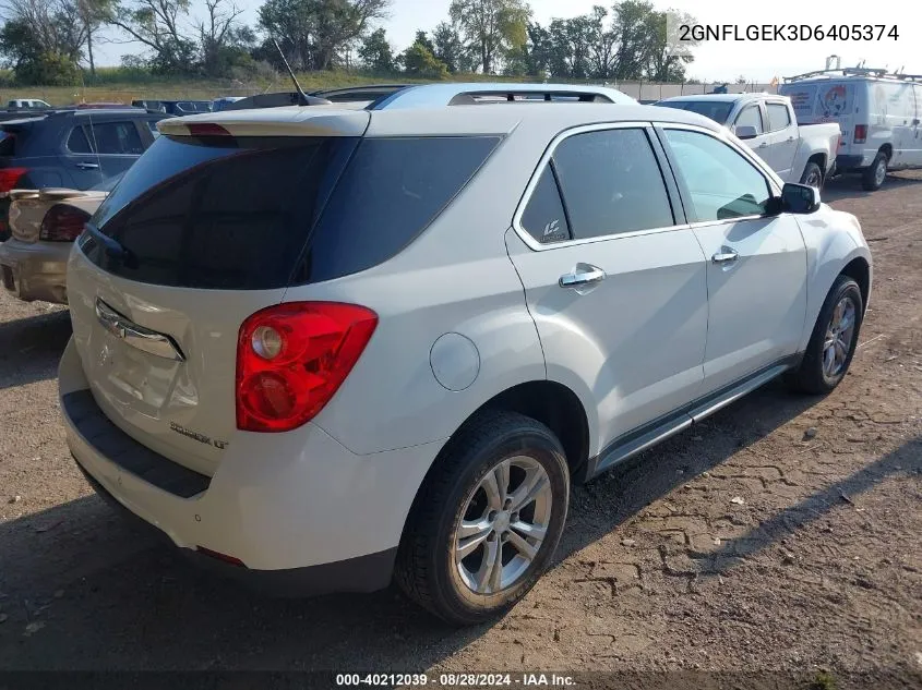 2013 Chevrolet Equinox Ltz VIN: 2GNFLGEK3D6405374 Lot: 40212039