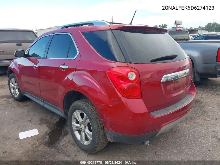 2013 Chevrolet Equinox Ltz VIN: 2GNALFEK6D6274123 Lot: 40218778