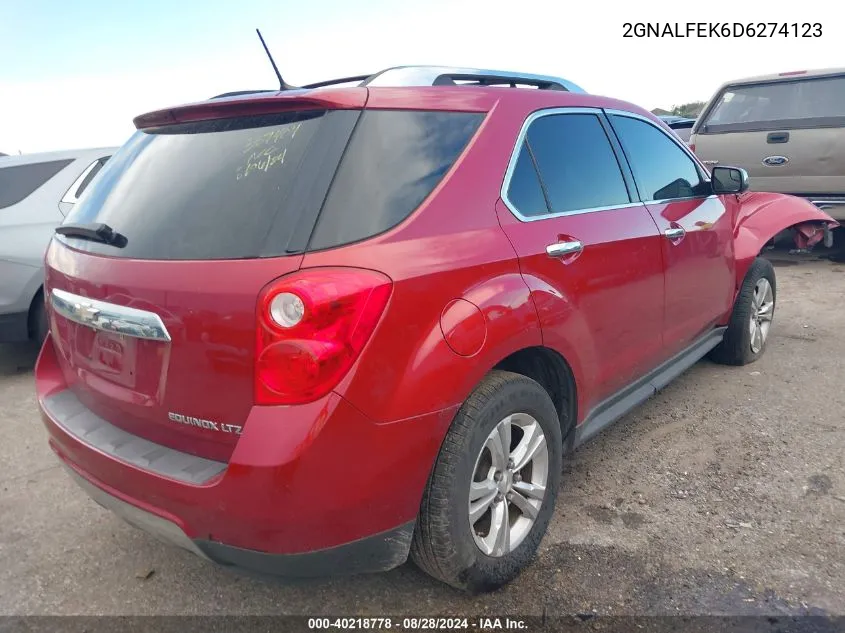 2013 Chevrolet Equinox Ltz VIN: 2GNALFEK6D6274123 Lot: 40218778