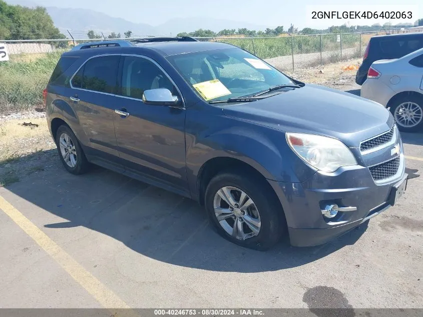 2013 Chevrolet Equinox Ltz VIN: 2GNFLGEK4D6402063 Lot: 40246753