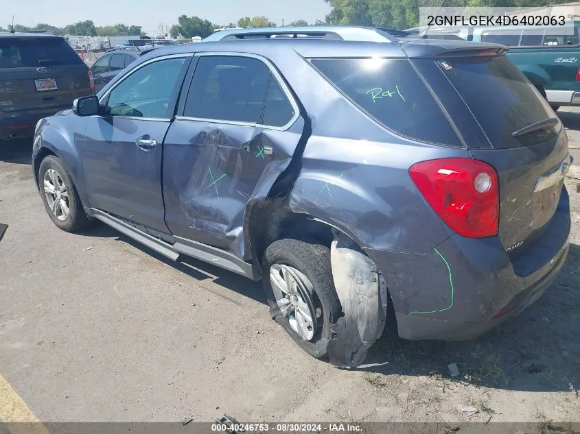 2013 Chevrolet Equinox Ltz VIN: 2GNFLGEK4D6402063 Lot: 40246753