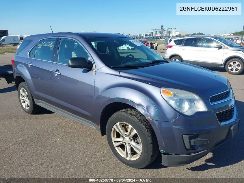 2013 Chevrolet Equinox Ls VIN: 2GNFLCEK0D6222961 Lot: 40250778