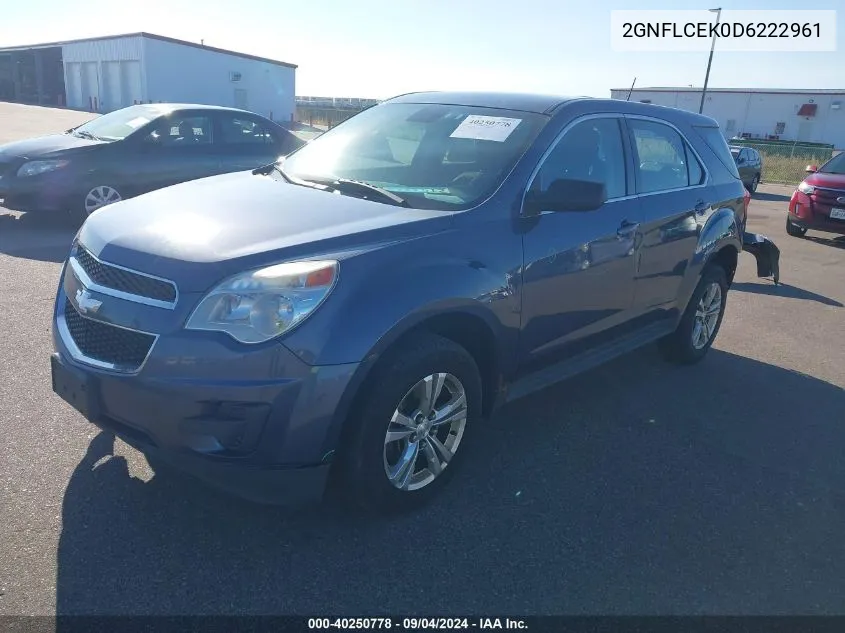 2013 Chevrolet Equinox Ls VIN: 2GNFLCEK0D6222961 Lot: 40250778