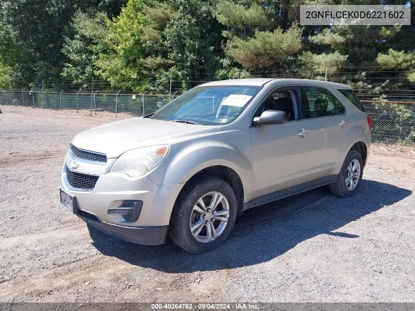 2013 Chevrolet Equinox Ls VIN: 2GNFLCEK0D6221602 Lot: 40264762