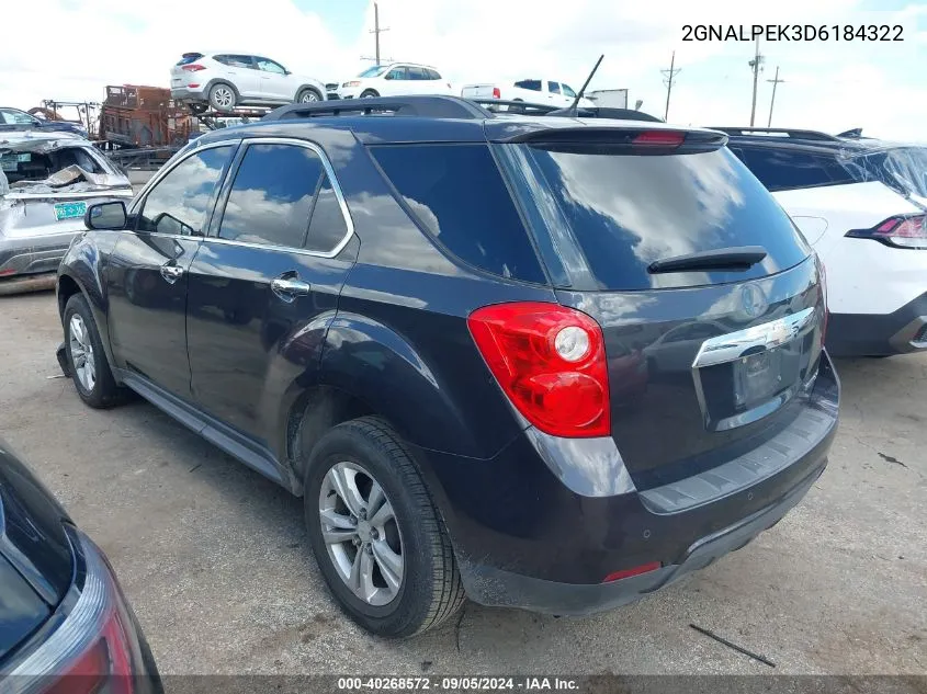 2013 Chevrolet Equinox Lt VIN: 2GNALPEK3D6184322 Lot: 40268572