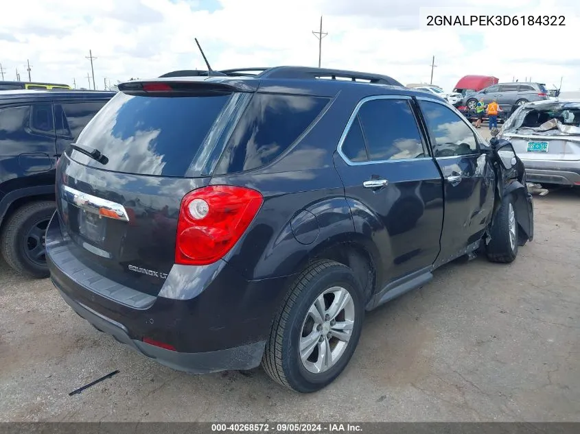 2013 Chevrolet Equinox Lt VIN: 2GNALPEK3D6184322 Lot: 40268572