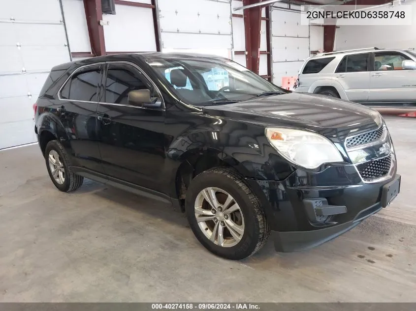 2013 Chevrolet Equinox Ls VIN: 2GNFLCEK0D6358748 Lot: 40274158