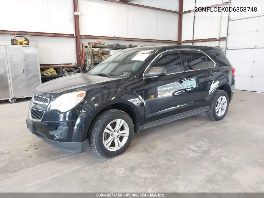 2013 Chevrolet Equinox Ls VIN: 2GNFLCEK0D6358748 Lot: 40274158