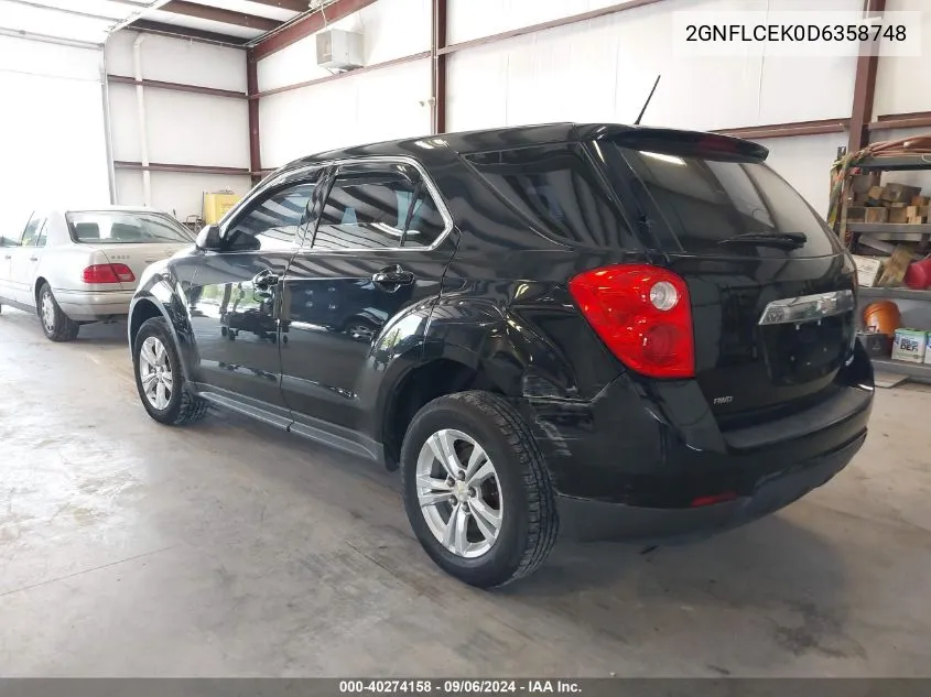 2013 Chevrolet Equinox Ls VIN: 2GNFLCEK0D6358748 Lot: 40274158