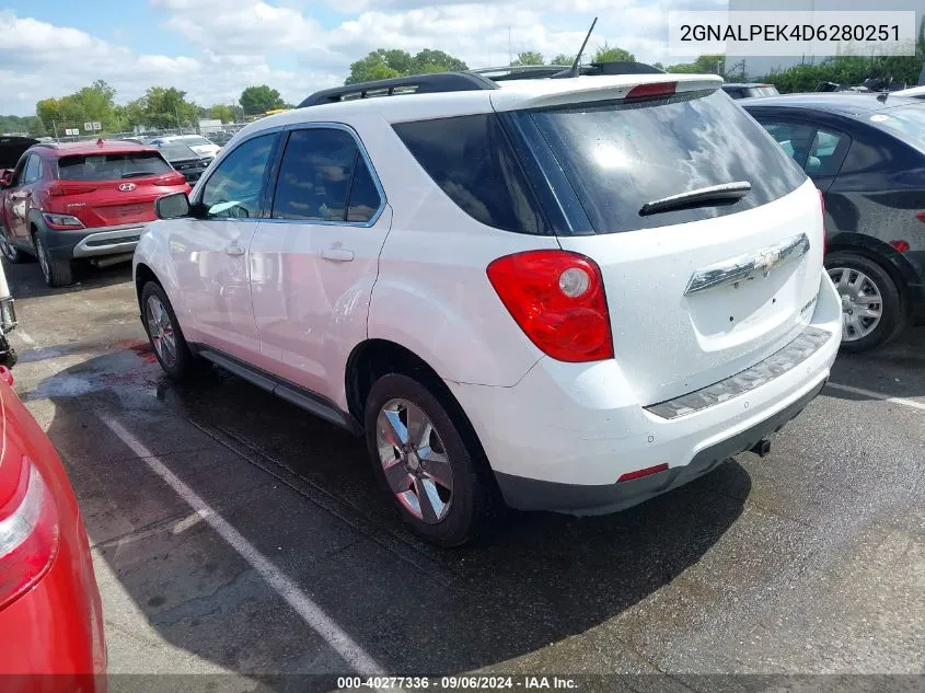 2013 Chevrolet Equinox 2Lt VIN: 2GNALPEK4D6280251 Lot: 40277336