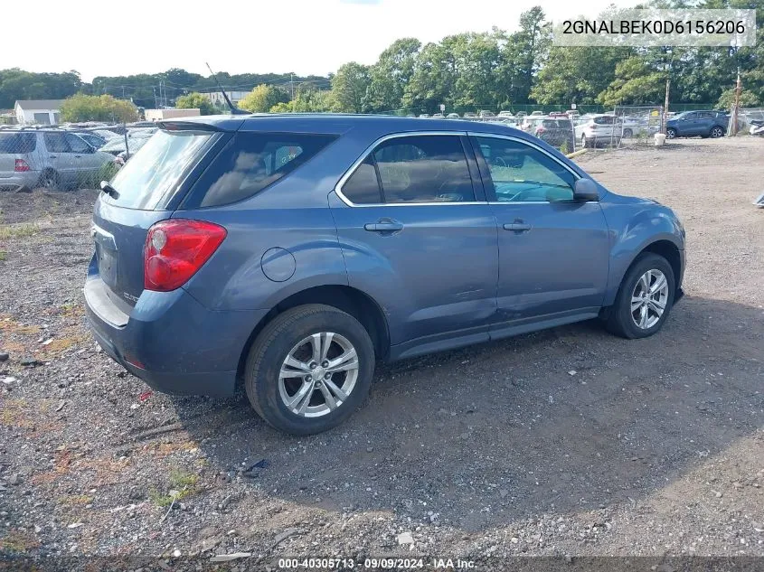 2013 Chevrolet Equinox Ls VIN: 2GNALBEK0D6156206 Lot: 40305713