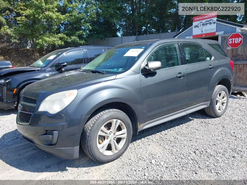 2013 Chevrolet Equinox Ls VIN: 2GNFLCEK8D6222920 Lot: 40311065