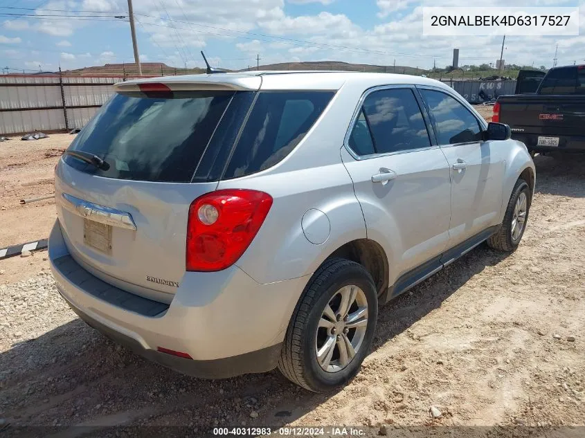 2013 Chevrolet Equinox Ls VIN: 2GNALBEK4D6317527 Lot: 40312983