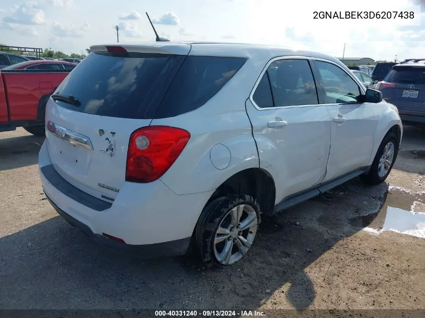 2013 Chevrolet Equinox Ls VIN: 2GNALBEK3D6207438 Lot: 40331240