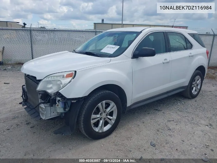 2013 Chevrolet Equinox Ls VIN: 1GNALBEK7DZ116984 Lot: 40353857