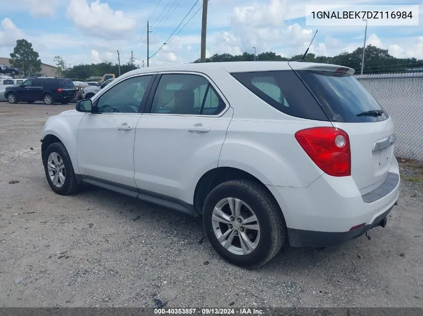 2013 Chevrolet Equinox Ls VIN: 1GNALBEK7DZ116984 Lot: 40353857