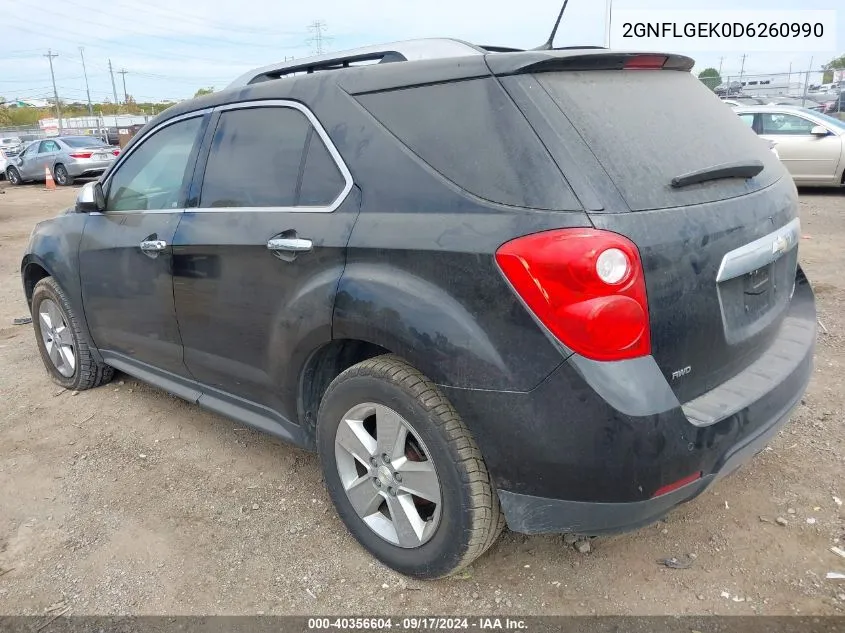 2013 Chevrolet Equinox Ltz VIN: 2GNFLGEK0D6260990 Lot: 40356604