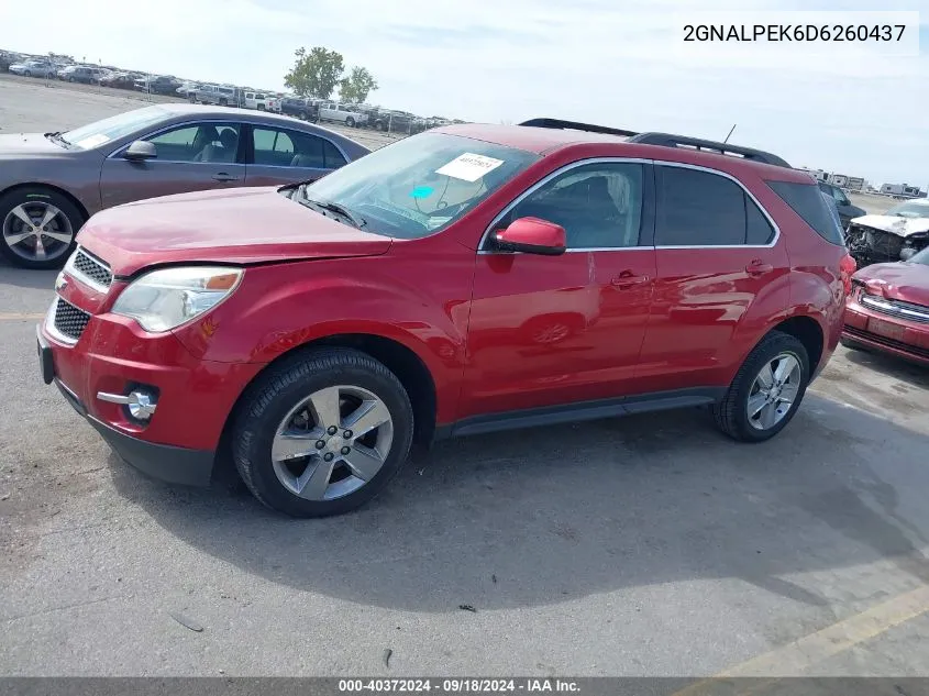 2013 Chevrolet Equinox 2Lt VIN: 2GNALPEK6D6260437 Lot: 40372024