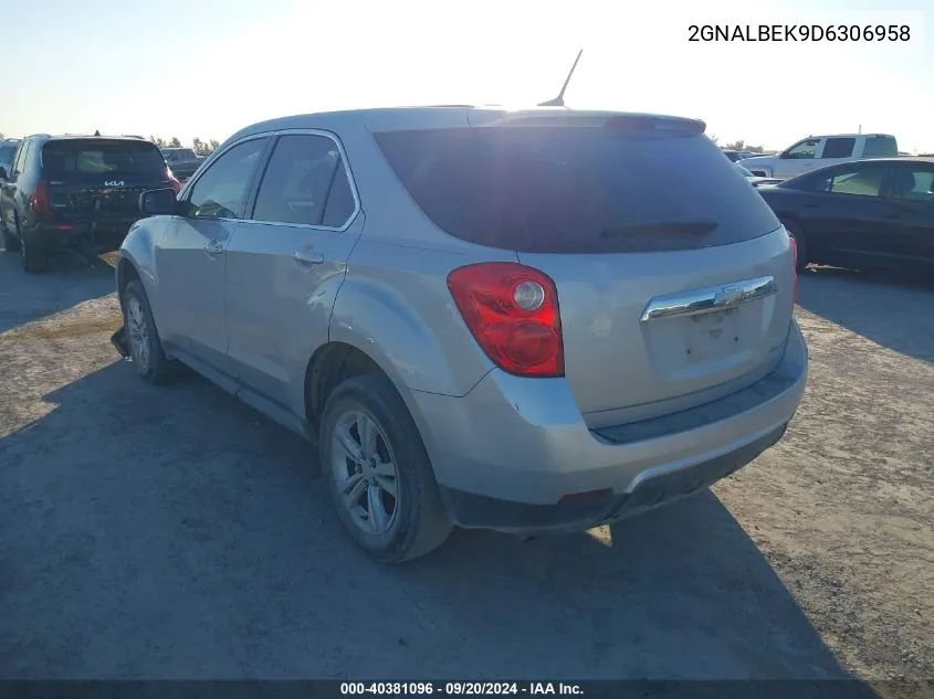 2013 Chevrolet Equinox Ls VIN: 2GNALBEK9D6306958 Lot: 40381096