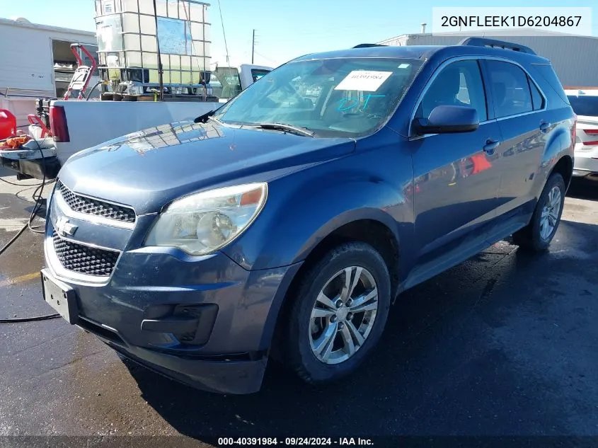 2013 Chevrolet Equinox Lt VIN: 2GNFLEEK1D6204867 Lot: 40391984