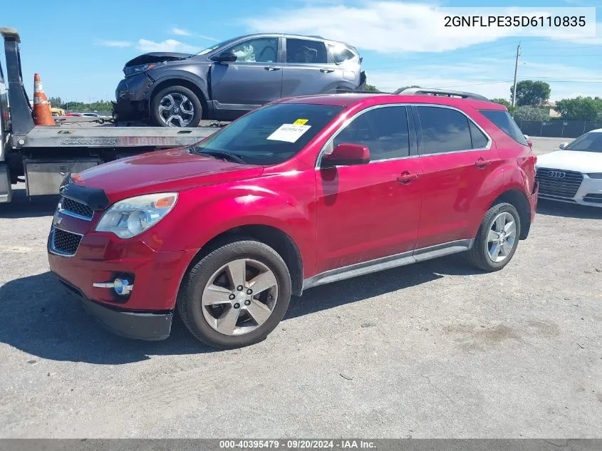 2013 Chevrolet Equinox 2Lt VIN: 2GNFLPE35D6110835 Lot: 40395479