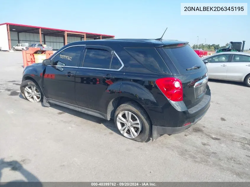 2013 Chevrolet Equinox Ls VIN: 2GNALBEK2D6345195 Lot: 40399762