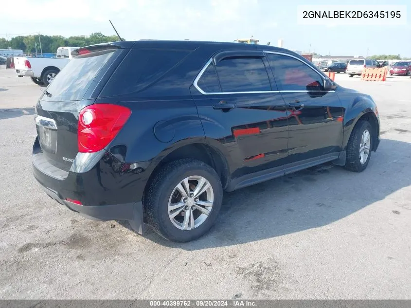 2013 Chevrolet Equinox Ls VIN: 2GNALBEK2D6345195 Lot: 40399762