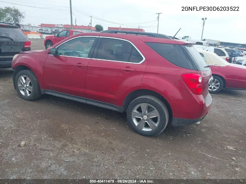 2013 Chevrolet Equinox 2Lt VIN: 2GNFLPE30D6203522 Lot: 40411479