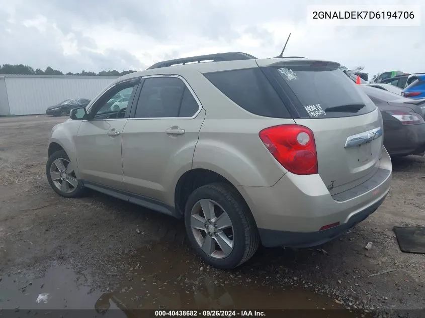 2013 Chevrolet Equinox Lt VIN: 2GNALDEK7D6194706 Lot: 40438682