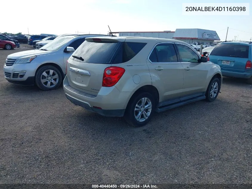 2013 Chevrolet Equinox Ls VIN: 2GNALBEK4D1160398 Lot: 40440450