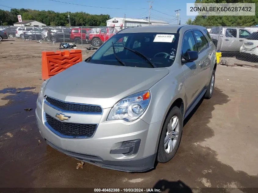 2013 Chevrolet Equinox Ls VIN: 2GNALBEK6D6287432 Lot: 40452388