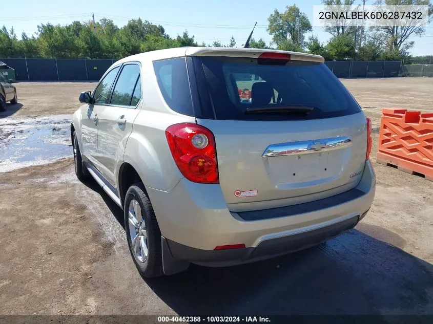 2013 Chevrolet Equinox Ls VIN: 2GNALBEK6D6287432 Lot: 40452388