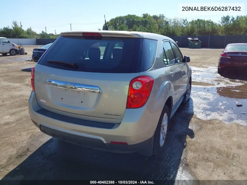 2013 Chevrolet Equinox Ls VIN: 2GNALBEK6D6287432 Lot: 40452388