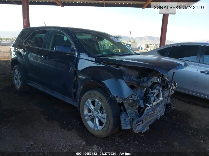 2013 Chevrolet Equinox Ls VIN: 2GNALBEK6D6243110 Lot: 40453482