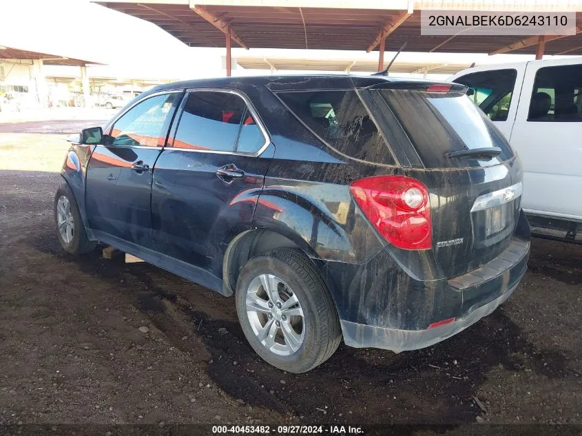 2013 Chevrolet Equinox Ls VIN: 2GNALBEK6D6243110 Lot: 40453482