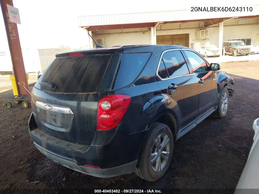 2013 Chevrolet Equinox Ls VIN: 2GNALBEK6D6243110 Lot: 40453482