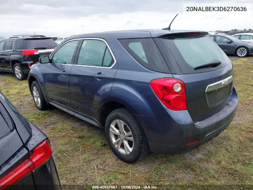 2013 Chevrolet Equinox Ls VIN: 2GNALBEK3D6270636 Lot: 40537061