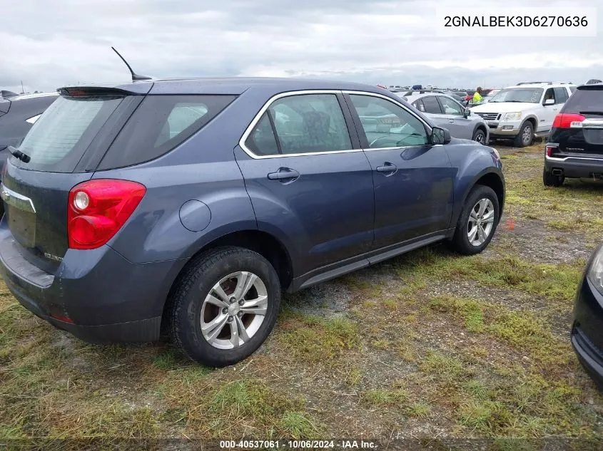 2013 Chevrolet Equinox Ls VIN: 2GNALBEK3D6270636 Lot: 40537061