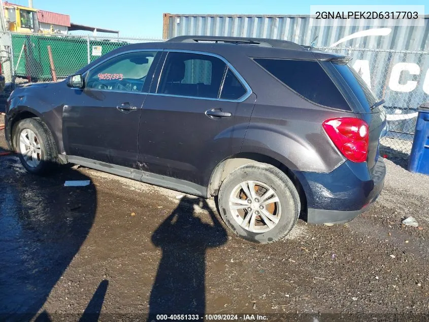 2013 Chevrolet Equinox 2Lt VIN: 2GNALPEK2D6317703 Lot: 40551333