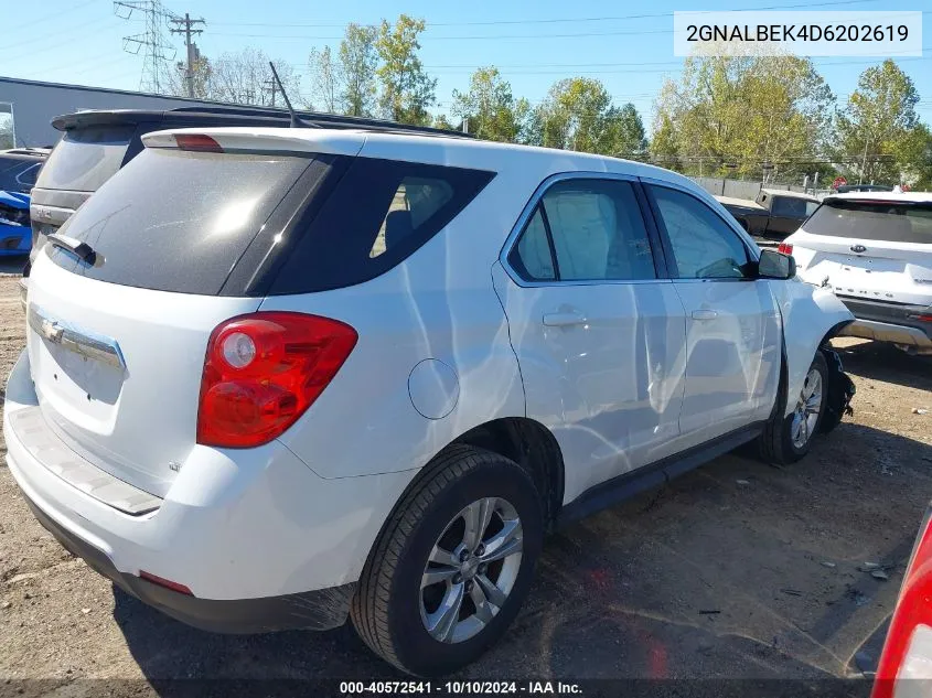 2013 Chevrolet Equinox Ls VIN: 2GNALBEK4D6202619 Lot: 40572541