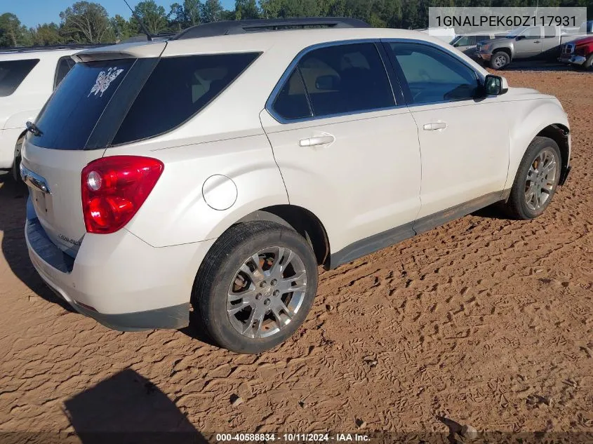 2013 Chevrolet Equinox 2Lt VIN: 1GNALPEK6DZ117931 Lot: 40588834