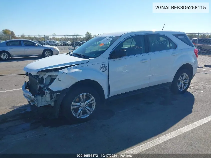 2013 Chevrolet Equinox Ls VIN: 2GNALBEK3D6258115 Lot: 40598372