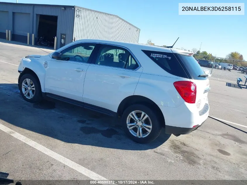 2013 Chevrolet Equinox Ls VIN: 2GNALBEK3D6258115 Lot: 40598372